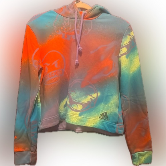 adidas Tops - ADIDAS Multicolored Cropped Hoodie Sweatshirt